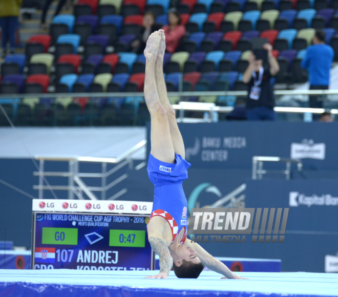 Bakıda idman gimnastikası üzrə Dünya Kuboku yarışlarının ilk günü start götürüb. Azərbaycan, 19 fevral, 2016